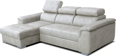 Produktbild von Robin Silver Ecksofa mit Schlaffunktion Bettkasten 3 Verstellbare Kopfstützen Sofa L-Form Schlafsofa Freistehende Eckcouch Schlafcouch Wohnzimmermöbel Wohnlandschaft Links Beige