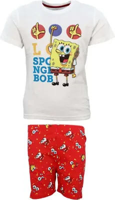 Produktbild von Spongebob Schwammkopf Kinder kurzarm Pyjama Schlafanzug – Rot / 116