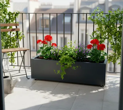 Obrázok produktu pre Herstera Garden Kovový kvetináč Cube antracit 100x25x25 cm
