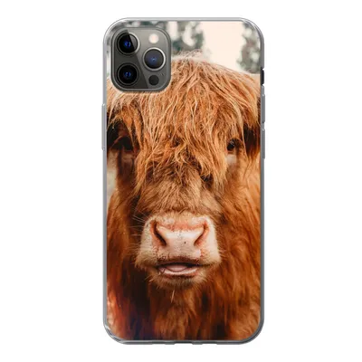 Produktbild von MuchoWow® Handyhülle Schutzhülle Hülle für iPhone 13 Pro Max Kuh - Schottischer Hochländer - Hörner - Braun - Landschaft Silikon Softcase Handy Hülle - Mobiltelefon