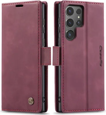 Image de Etui pour Samsung Galaxy S24 Ultra, étui rétro en cuirPolyuréthaneavec fonction stand rouge