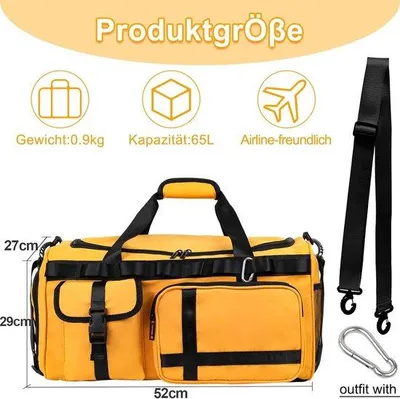 Image de Grand sac de sport 65 L jaune avec compartiment à chaussures