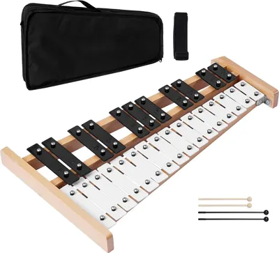 Image de Carillon - Xylophone Instrument de percussion - 27 notes - Plaques sonores métalliques en acier SPCC - Avec 4 baguettes - Avec sac de transport - Pour débutants & cours de musique