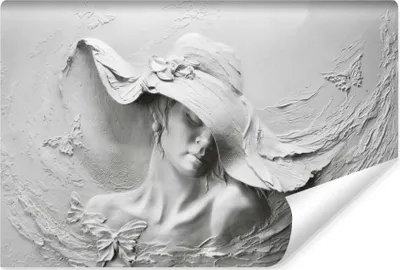 Produktbild von Muralo Fototapete 3d Effekt Selbstklebende Tapete mit Beton-Optik Fototapete Frau mit Hut Fototapete mit Flachrelief Br. 135 cm x Hö. 90 cm