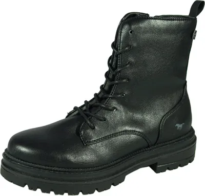 Produktbild von Mustang Damen Stiefelette Schnürboot Plateau Blockabsatz 1398-601, Größe:38 EU, Farbe:Schwarz