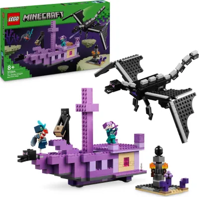 Produktbild von LEGO Minecraft Der Enderdrache und das Endschiff, Action-Spielzeug und Entdeckerset, Bauset zum Videospiel, Abenteuer-Spielset, Geschenk für Jungen und Mädchen ab 8 Jahren 21264