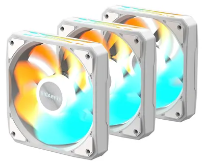 Zdjęcie produktu dla Zestaw wentylatorów 3-Pack GIGABYTE AORUS EZ CHAIN RVS FAN 120 ICE, 120x120x25mm ARGB