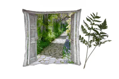 Produktbild von MuchoWow® Zierkissen Sofakissen Wohnzimmer Dekokissen 60x60 cm Aussicht - Wald - Steine - Frühling - Sitzfläche - Foto Polster