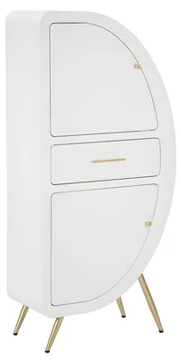 Image de Meuble Moderne Venus À 2 Portes En Bois Blanc Et Doré Avec Tiroir - Inspiration Années 1970 - Style Moderne 1428100000