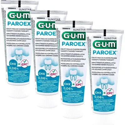 Produktbild von 4x GUM Paroex  0,06% CHX Zahnpasta 4x 75ml