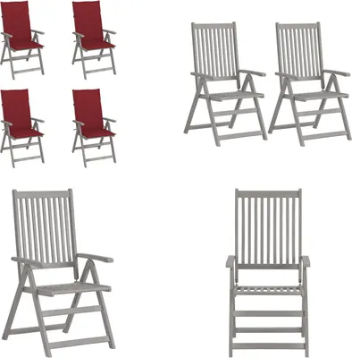 Produktbild von vidaXL Hochlehner Verstellbar 4 Stk. mit Auflagen Massivholz Akazie - Gartenstuhl - Gartenstühle - Stuhl - Stühle