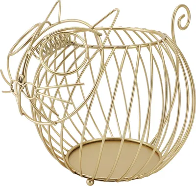 Zdjęcie produktu dla Nowoczesny metalowy pojemnik na kapsułki z motywem kociaka z kreskówki, w kolorze złotym, 27 x 19,5 x 19 cm / 10,6 x 7,7 x 7,5 cala