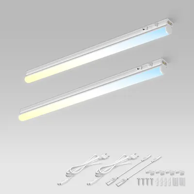 Image de Lampe sous meuble de cuisine - Bandes lumineuses pour armoires - Éclairage de plan de travail - Trois températures de couleur - 58 cm - Blanc