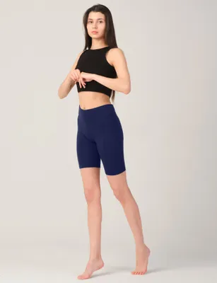 Produktbild von OCERA Damen Leggings Kurz (Radler) aus atmungsaktiver Viskose Dunkelblau Gr. L (44/46)