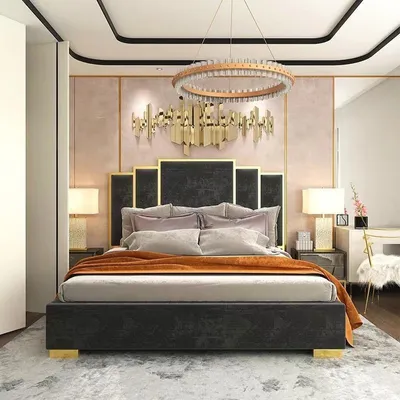 Produktbild von Design Bett Textil Luxus Betten Modernes Hotel Schlafzimmer 180x200 JVmoebel