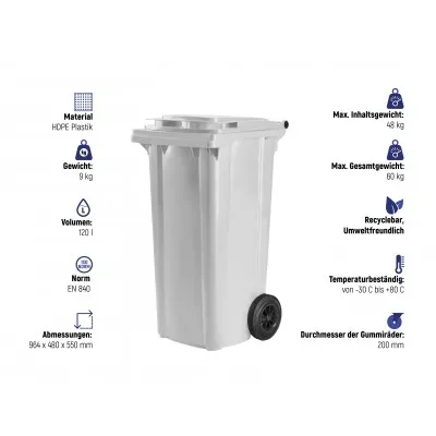Produktbild von Hardwex Mülltonne 120 l Weiß