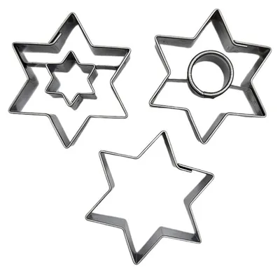 Productafbeelding van Set van 3 uitsteekvormen: ster/cirkel + ster/ster + ster, diameter 40 mm