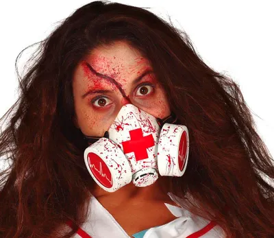 Produktbild von Arzt Und Krankenschwester Horror Maske Blutrot Schockierend Halloween Kostüm Accessoire, Farbe: Weiß