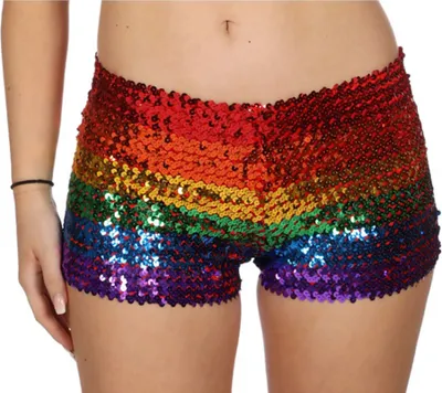 Produktbild von Hotpants Regenbogen Pailletten - kurze Hose - hot pants Gr. S/M