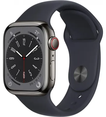 Produktbild von Apple Watch 8 4G 41mm Edelst. graphit/Sport mitternacht