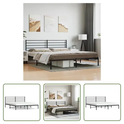 Produktbild von The Living Store Bettgestell mit Kopfteil Metall Schwarz 183x213 cm