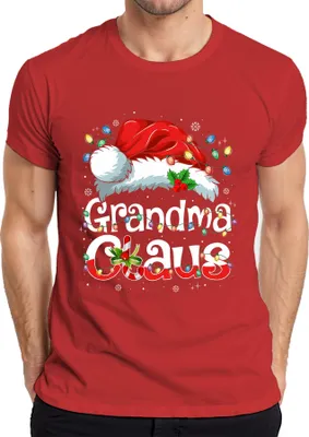 Produktbild von Grandma Claus Weihnachten Oma Geschenk Lichterkette Zuckerstange Herren T-Shirt, Rot, L
