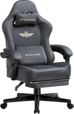 GTPLAYER herní židle Ergonomické herní křeslo Kancelářská židle s látkovým povrchem Pružinový sedák, spojovací područky, s podnožkou