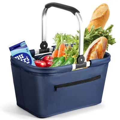 Zdjęcie produktu dla Składany koszyk zakupowy z ramą aluminiową, pojemność 25 litrów