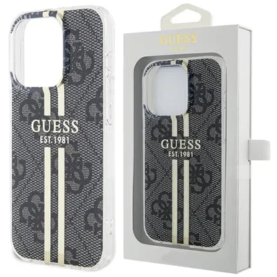 Produktbild von Guess GUHCP15LH4PSEGK iPhone 15 Pro 6.1" schwarz hardcase IML 4G Gold Stripe Schutzhülle