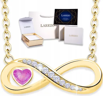 Produktbild von Goldene Halskette mit Unendlichkeitsherz und Zirkonia, Liebes-Silber 925