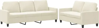 Produktbild von vidaXL 2-tlg. Sofagarnitur mit Kissen Creme Samt
