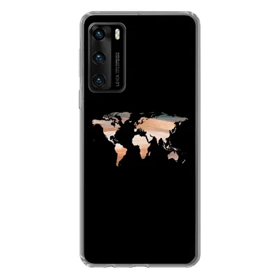 Produktbild von MuchoWow® Handyhülle Schutzhülle Hülle für Huawei P40 Weltkarte - Farbe - Schwarz Silikon Softcase Handy Hülle - Handytasche