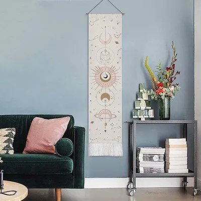 Produktbild von Ibenzoa® Boho Wandteppich „Mondphasen“ – 100% Baumwolle, dekorativer Wandbehang für Wohnzimmer, Schlafzimmer & Geschenk