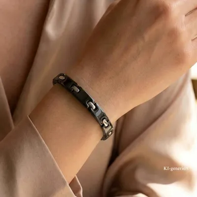 Produktbild von Armband aus Keramik schwarz und Edelstahl