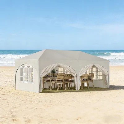 Immagine prodotto di Gazebo pieghevole 3x6 metri con 6 pareti laterali, altezza regolabile, impermeabile, protezione UV, ideale per feste, con borsa per il trasporto