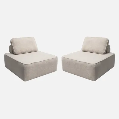 Produktbild von sweeek - 2er-Set Sessel Einsitzer für modulares Bouclé-Sofa - Beige