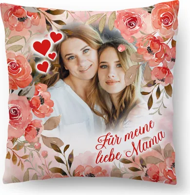 Produktbild von Personalisiertes FOTOGESCHENK, 45 x 45 cm, mit eigenem Foto, Foto-Kissen Geburtstag Muttertag, Für meine liebe Mama, mit Füllung