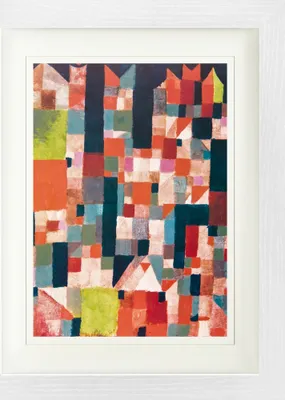 Obrázek produktu pro Paul Klee - zarámovaný obraz s elegantním paspartou | Obrazy na zeď | V rámu - Krajina města s červenými a zelenými akcenty, 1921 (40 x 30 cm)