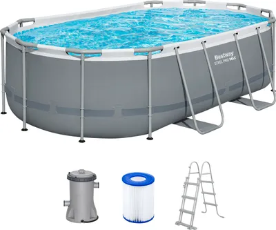 Produktbild von Bestway® Steel Pro MAX™ Frame Pool Set mit Filterpumpe 427 x 250 x 100 cm , grau, oval
