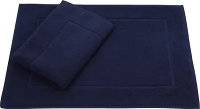 Produktbild von Betz 2er Set Badvorleger 50x70 cm PREMIUM Badematte Badteppich Duschvorleger 100% Baumwolle 650g/m²  Farbe: dunkelblau