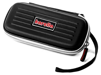 Produktbild von Karella Dartcase in schwarz, Platz für ein vollmontiertes Dartset, sowie Zubehör, Darttasche, Tasche für Dartpfeile