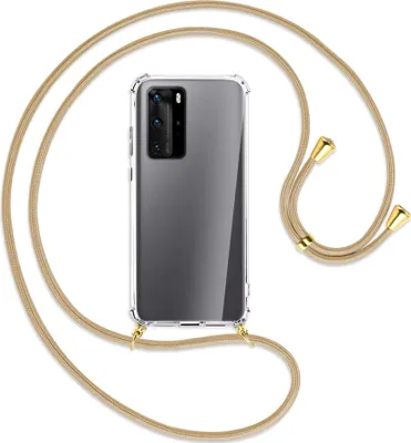 Produktbild von Handykette Backcover-Schutzhülle mit Band (Metall goldfarben) für Huawei P40 - caramel