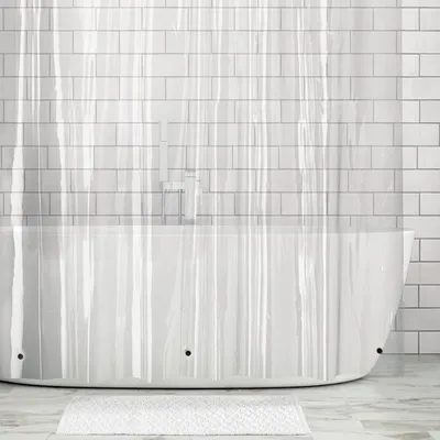 Produktbild von MetroDecor Duschvorhang, Ethylen-Vinylacetat (EVA), Spritzschutz, PVC-frei, rostfreie Metallösen, Transparent, 183 x 243,8 cm