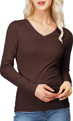 Produktbild von Hochwertiges Damen Thermofleece, Thermo Shirt, Wärmeshirt,  Braun - M/L