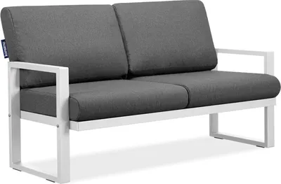 Obrázek produktu pro Zahradní pohovka Konsimo "FRENA" odolná proti vodě a skvrnám, bílá/šedá, ocel/pěna/látka, podkroví, 130x65x60cm