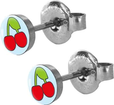 Produktbild von Chirurgenstahl Ohrstecker mit Kirschen Studex Sensitive