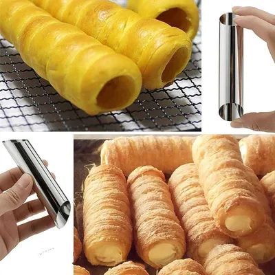 Produktbild von 12 Stück Cannoli-Formen aus Edelstahl für die Küche - machen Sie köstliche Cannoli, Blätterteig und Eiscreme mit diesen hornförmigen Röhren - Kochzubehör für Leckereien