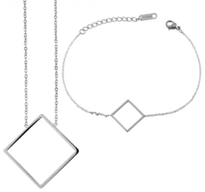 Produktbild von Akzent Edelstahlschmuckset aus Armband und Kette mit Anhänger