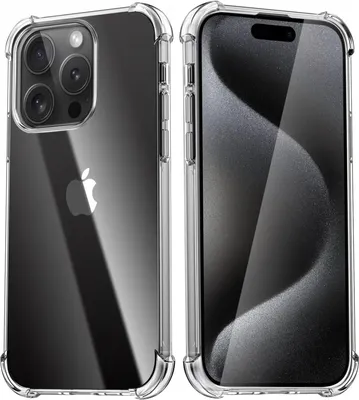 Produktbild von Mobigear Schutzhülle, transparent, für iPhone 15 Pro. Flexible TPU-Hülle, stoßfest