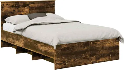 Image de vidaXL Cadre de lit Chêne fumé 120 x 123 cm Bois composite